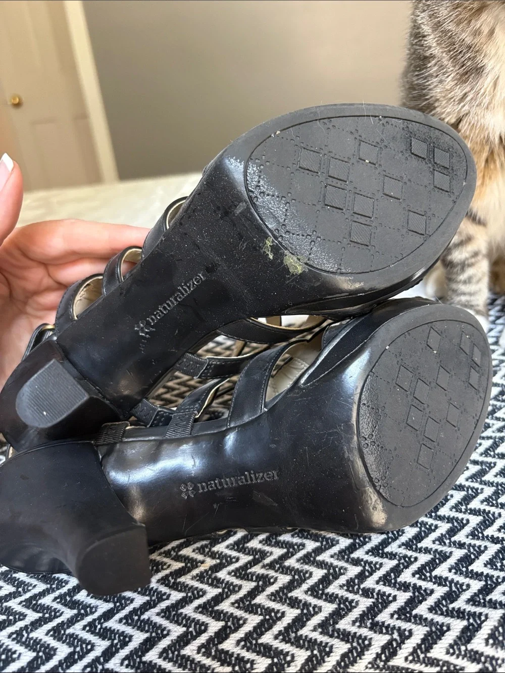 Naturalizer Delma Black Strappy Slingback Heel Sandal 10M
